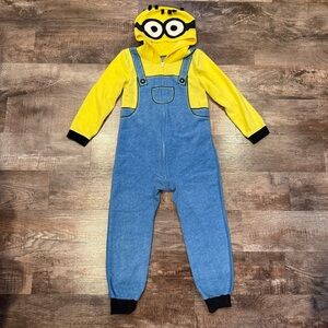 Minions Fleece Hooded Jumpsuit Costume Size 6/7